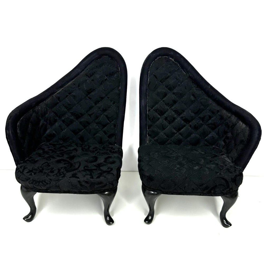 Urban Horsman Chair 2010 Doll Furniture Brocade High Back Set of 2 Quilted Black